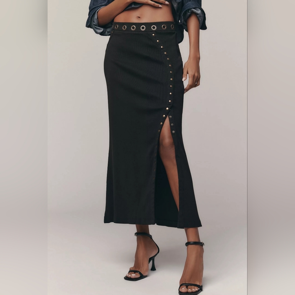 Hardware Ribbed Column Midi Skirt by Anthropologie - 2x